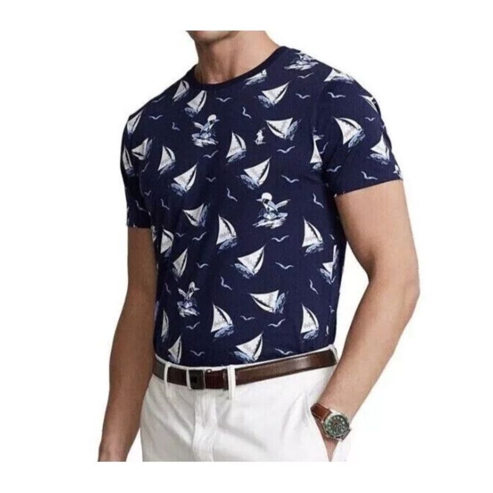 Polo Ralph Lauren NEW Sailboat Bear Shirt Mens XL Blue Pony Logo Preppy Nautical